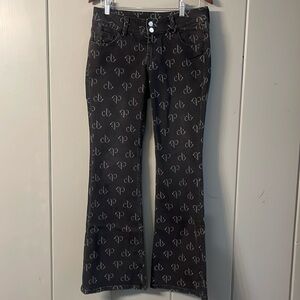NWT H&M Jeans Black Denim Flared Grunge Goth Funky Rock Boho Festival Whimsigoth
